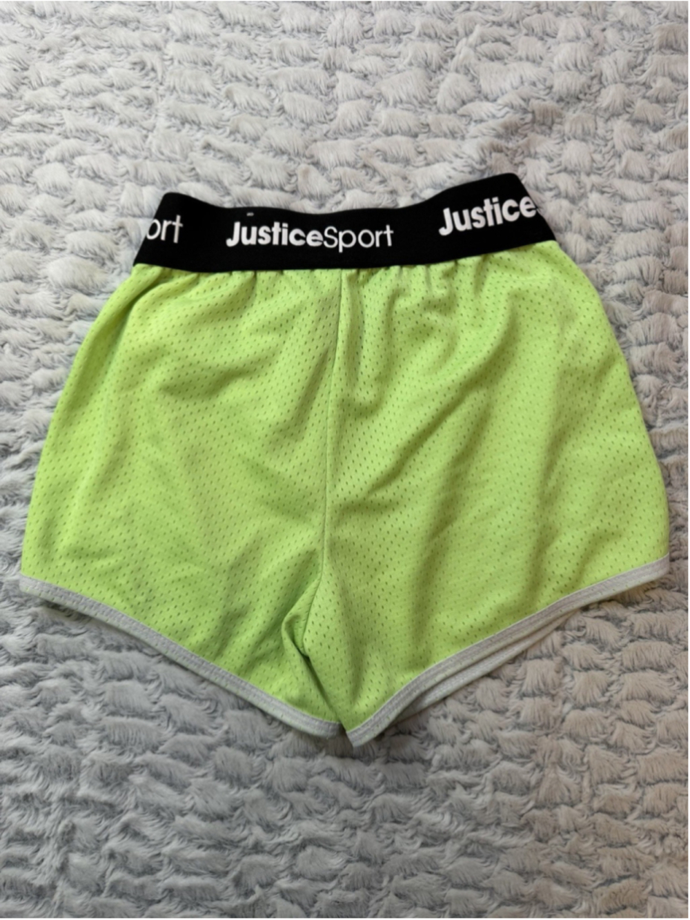 Justice Sport Girls Green Mesh Pull-On Shorts Logo Elastic Waist Size M 2" - Picture 6 of 8
